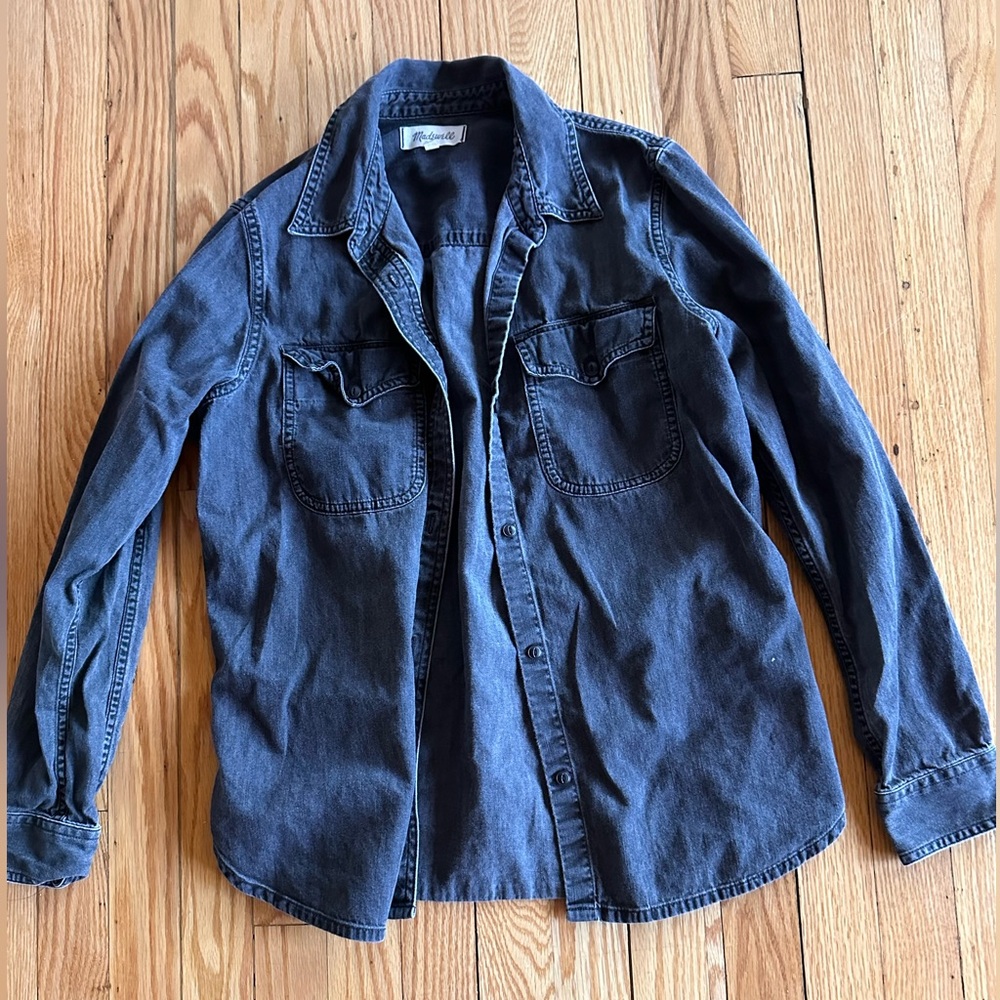 Black denim button down shirt Madewell